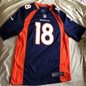 Manning 18 Broncos Blue and Orange Jersey
